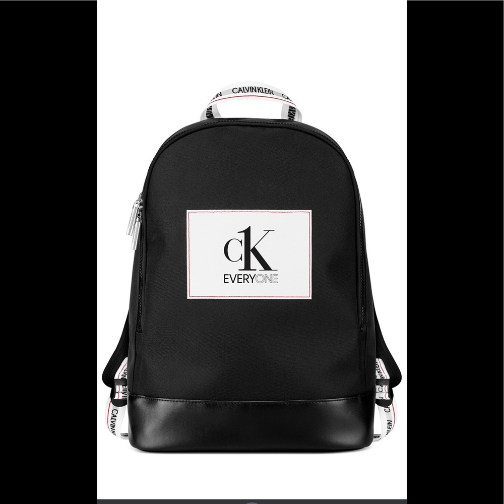 Ck Everyone Black Faux Leather Backpack Gym bag